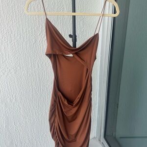 Chic Backless Brown Dress